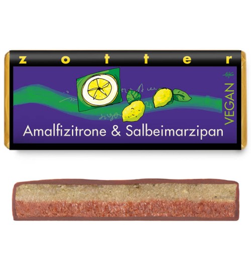 Vegan, täidisega šokolaad "Amalfi lemon & Sage Marzipan" - amalfi sidrun ja salvei martsipan