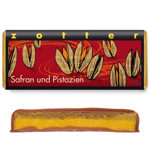 Täidisega šokolaad "Safran und Pistazien"-"Saffron and Pistachios"